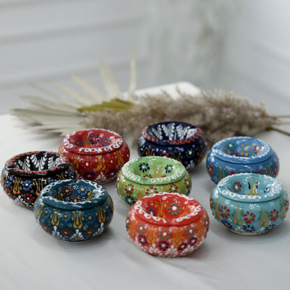 Evanilife Decorative Ceramic Jar – Windproof Lid, Lime Green, Handmade Turkish Home Decor