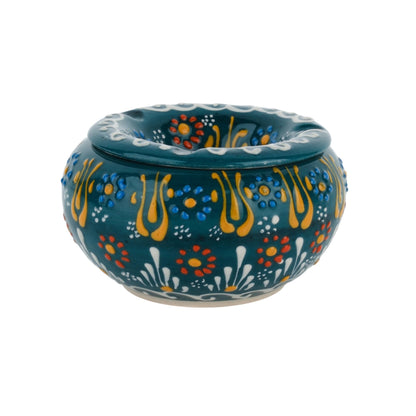 EVANILIFE Decorative Ceramic Jar with Windproof Lid - Handcrafted Turkish Colorful Jar (Dark Green)