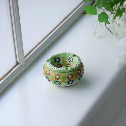 Evanilife Decorative Ceramic Jar – Windproof Lid, Lime Green, Handmade Turkish Home Decor