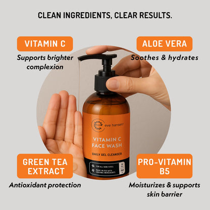 Eve Hansen Vitamin C Cleanser - 8 oz Gentle Face Wash for Uneven Tone, Age Spots & Fine Lines