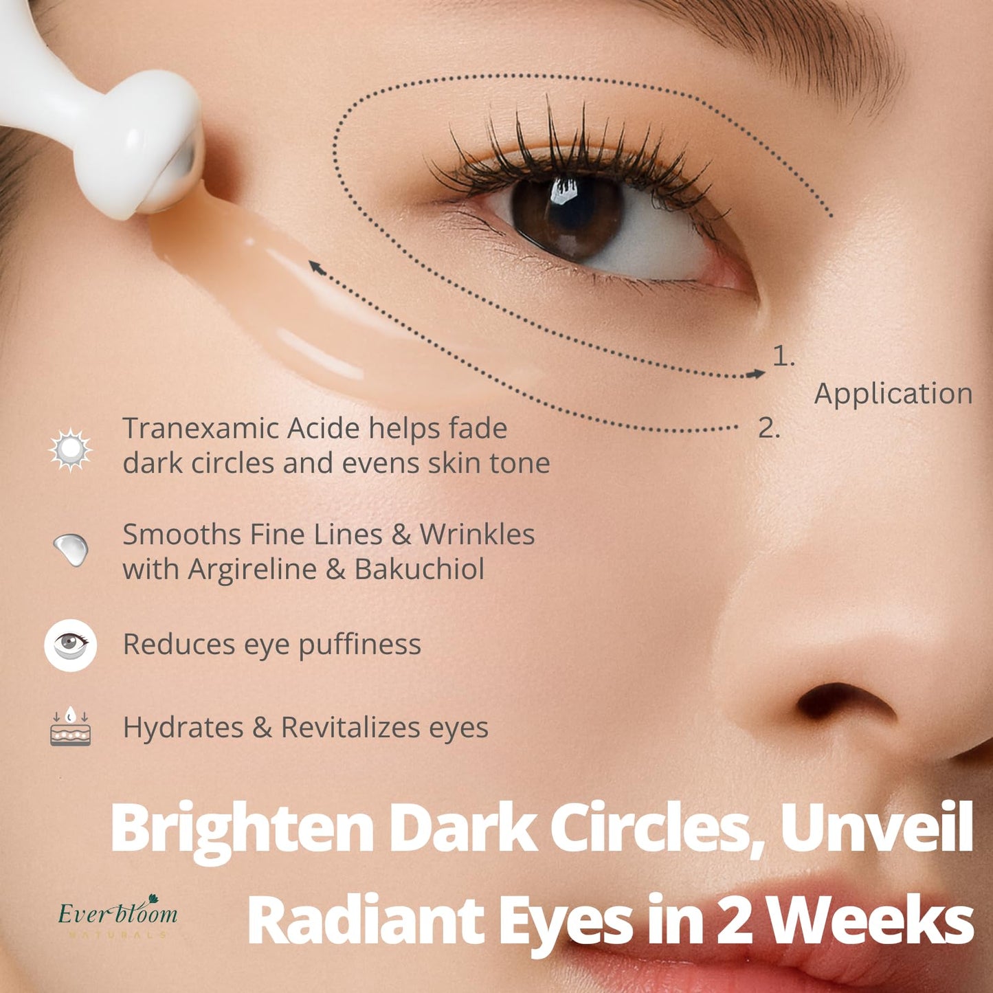 Everbloom Naturals Tranexamic Eye Serum Roller — Bakuchiol, Argireline & Caffeine for Dark Circles