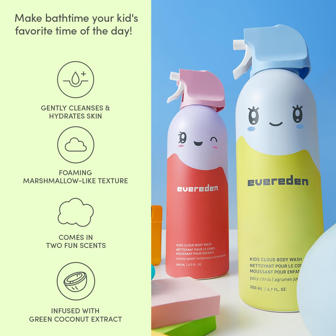Evereden Kids Foam Soap Cloud Body Wash – Coconut Splash | Gentle, Playful Foamy Bath for Kids