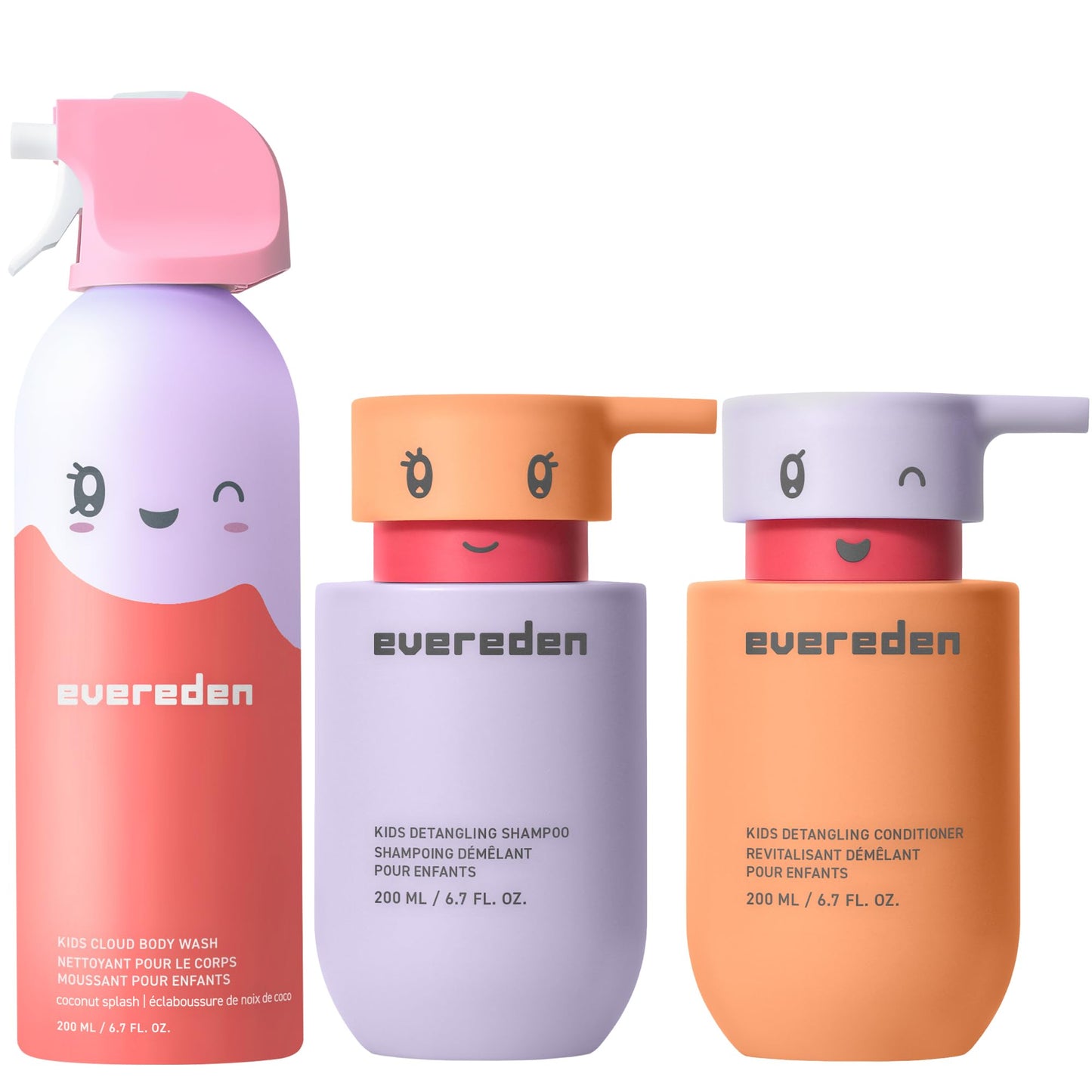 Evereden Kids Bathtime Trio: Detangler Shampoo, Conditioner & Cloud Body Wash – Clean, Vegan, No Sulfates
