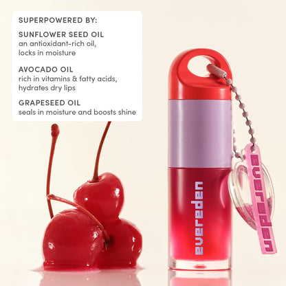 Evereden Kids Tinted Lip Gloss – Sheer Red, Non-Toxic, Vegan Hydration (Cherry, Peach & Cranberry Oils)