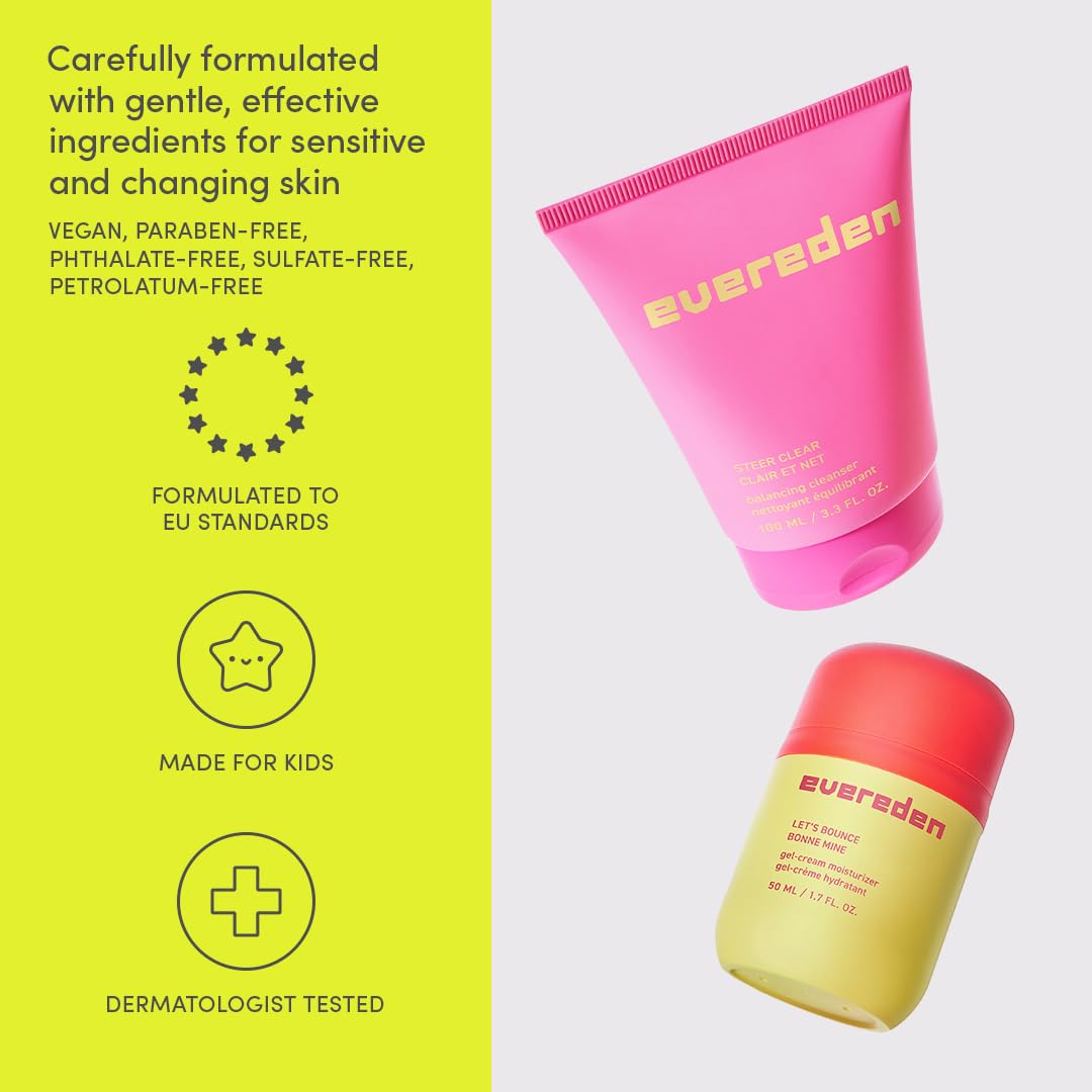 Evereden Steer Clear Balancing Jelly Cleanser – Vegan Teen Skin Care for Oily & Pimple-Prone Skin