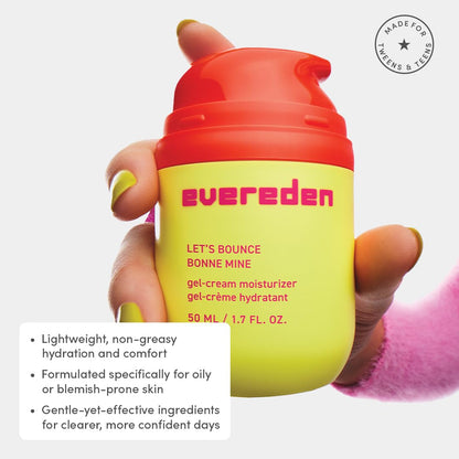 Evereden Lets Bounce Gel-Cream: Lightweight, Non-Greasy Teen Moisturizer for Oily & Pimple-Prone Skin | Vegan