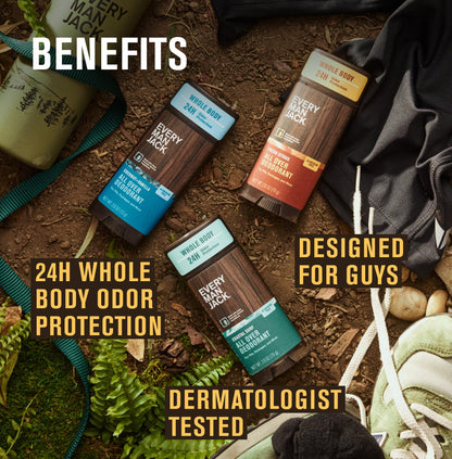 Every Man Jack All Over Deodorant – Aluminum-Free, 24-Hour Whole-Body Odor Protection – Coastal Surf Scent (2.6 oz)
