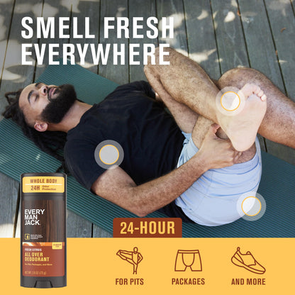 Every Man Jack All Over Deodorant Variety Pack – Aluminum-Free, 24-Hour Whole-Body Odor Protection (3 x 2.6 oz)