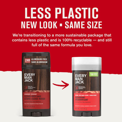 Every Man Jack Cedar & Red Sage Aluminum Free Deodorant – 3 oz, 4 Pack