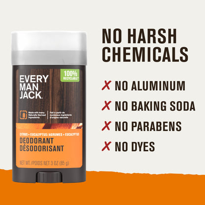 Every Man Jack Citrus + Eucalyptus Aluminum-Free Deodorant – 2-Pack, 3oz