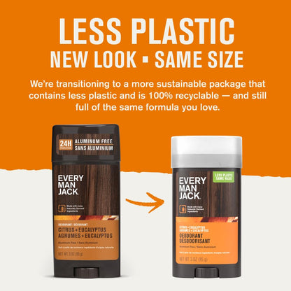 Every Man Jack Citrus + Eucalyptus Aluminum-Free Deodorant – 2-Pack, 3oz