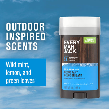 Every Man Jack Fresh Air Aluminum-Free Deodorant for Men – Long-Lasting, Naturally Derived (2 Pack)