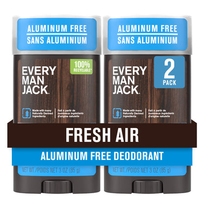 Every Man Jack Fresh Air Aluminum-Free Deodorant for Men – Long-Lasting, Naturally Derived (2 Pack)