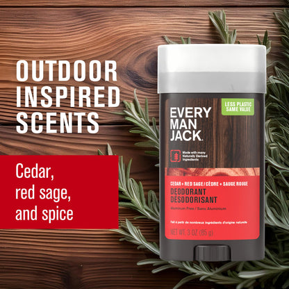 Every Man Jack Cedar & Red Sage Aluminum Free Deodorant – 3 oz, 4 Pack