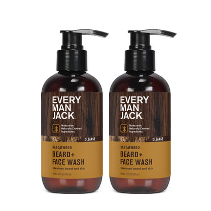 Every Man Jack Sandalwood Beard Wash – Cleanse, Soften & Hydrate (2 x 6.7 oz)