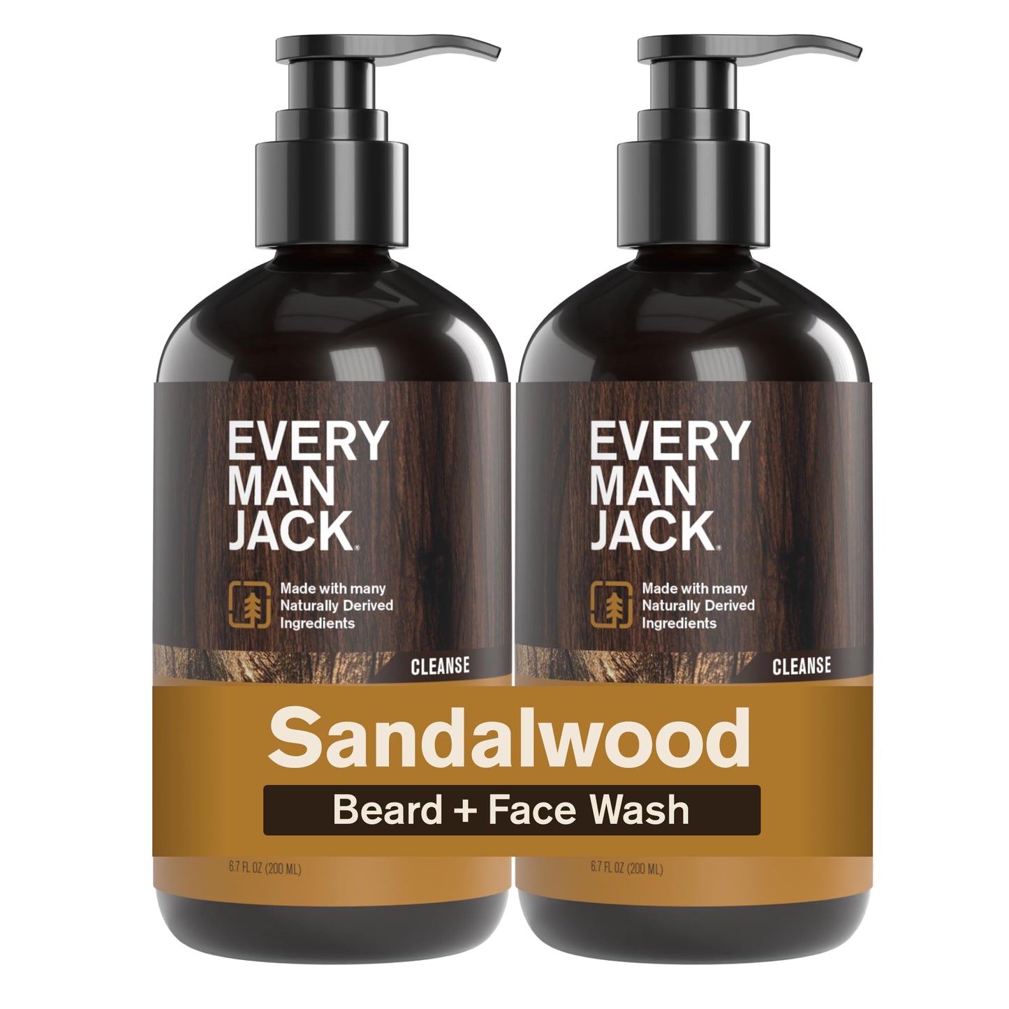 Every Man Jack Sandalwood Beard Wash – Cleanse, Soften & Hydrate (2 x 6.7 oz)