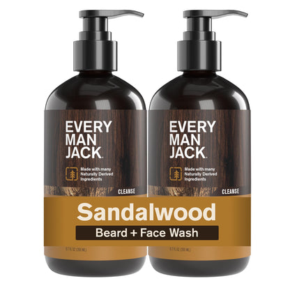 Every Man Jack Sandalwood Beard Wash – Cleanse, Soften & Hydrate (2 x 6.7 oz)