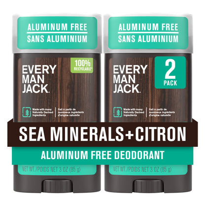 Every Man Jack Sea Minerals and Citron Aluminum-Free Deodorant - 2 Pack