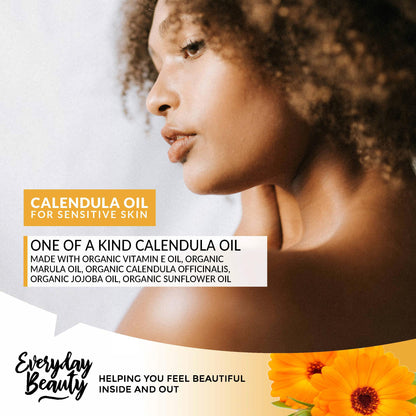 Everyday Beauty Organic Calendula Oil for Sensitive Skin – 2 oz Pump