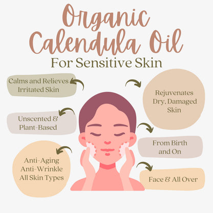 Everyday Beauty Organic Calendula Oil for Sensitive Skin – 2 oz Pump