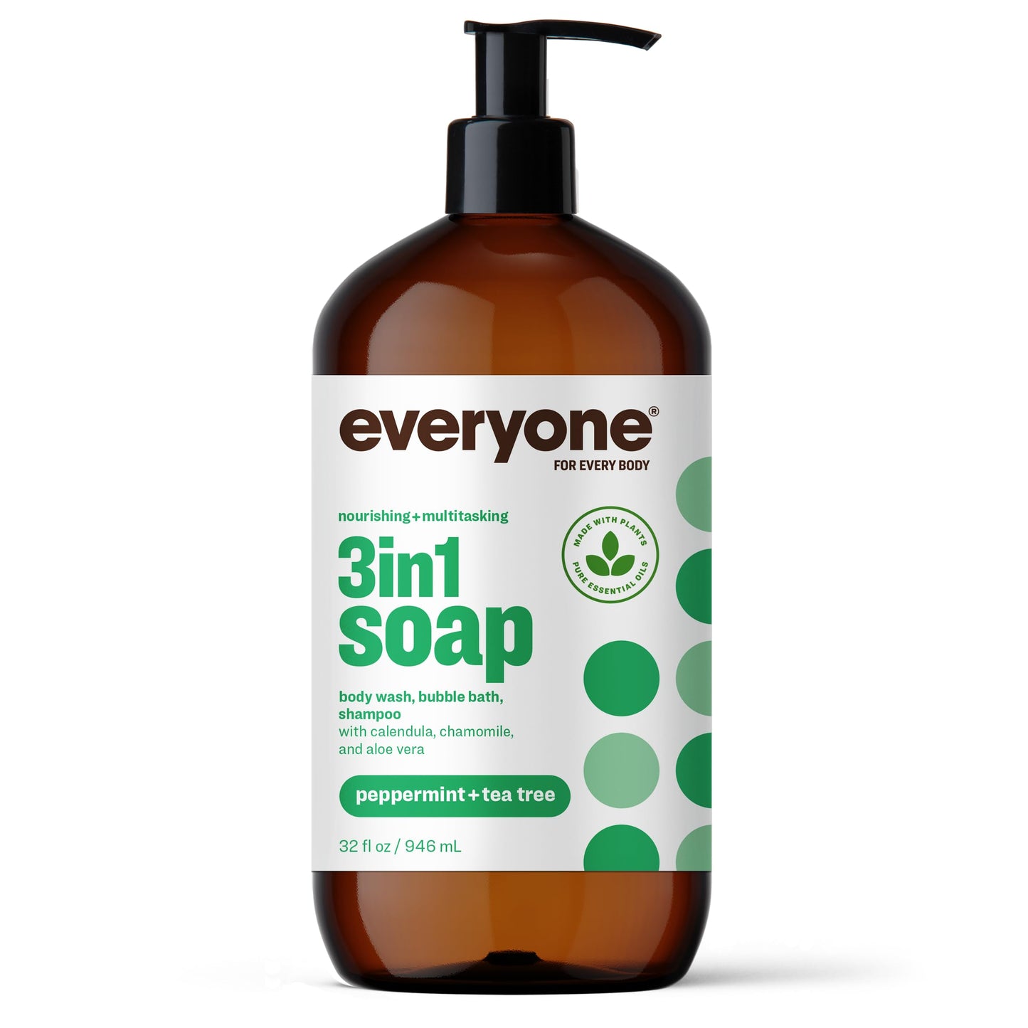 Everyone 3-in-1 Tea Tree Peppermint Soap, 32 oz – Cleanse Body, Face & Hair