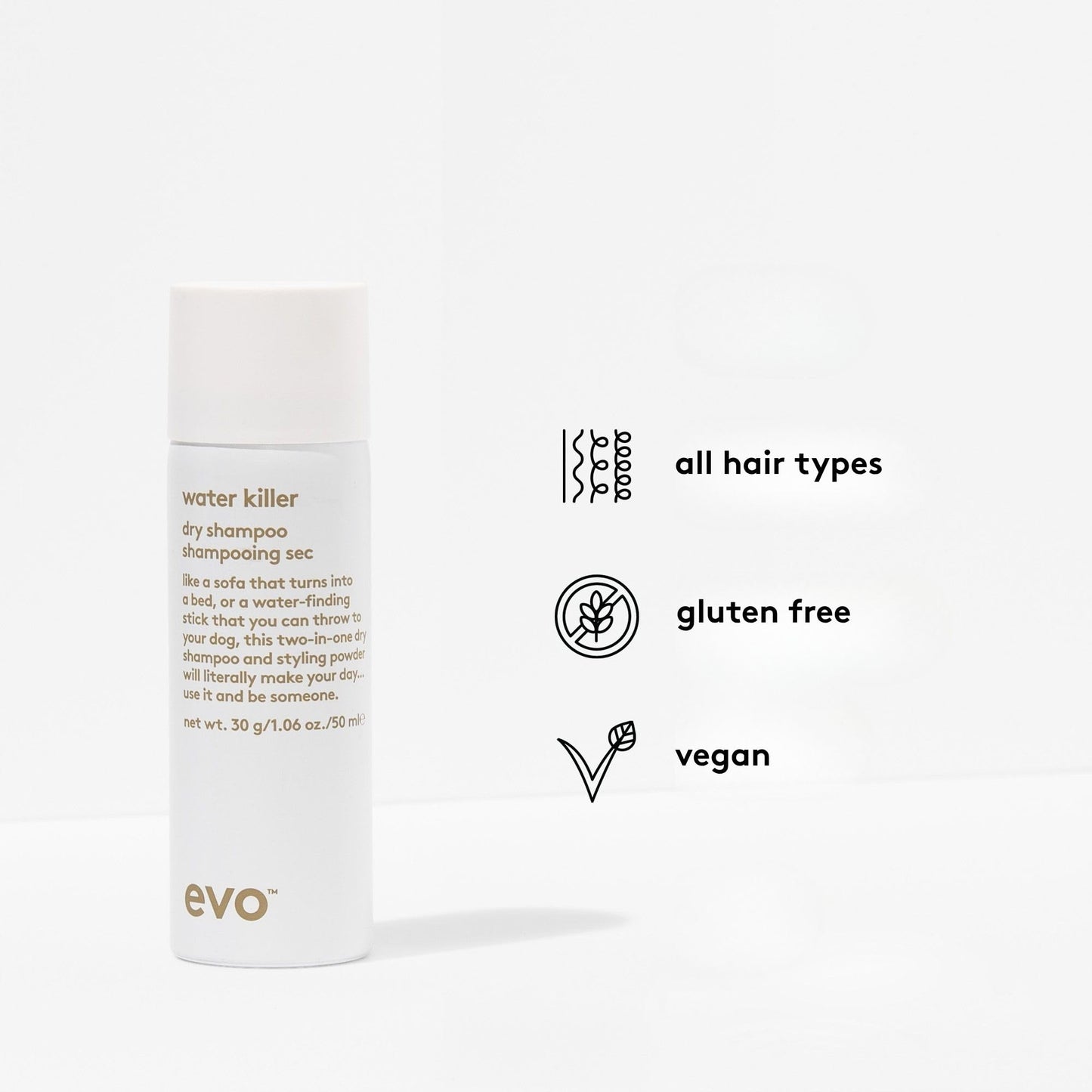 EVO Water Killer Dry Shampoo – Travel Size 2-in-1 Refresh & Volume