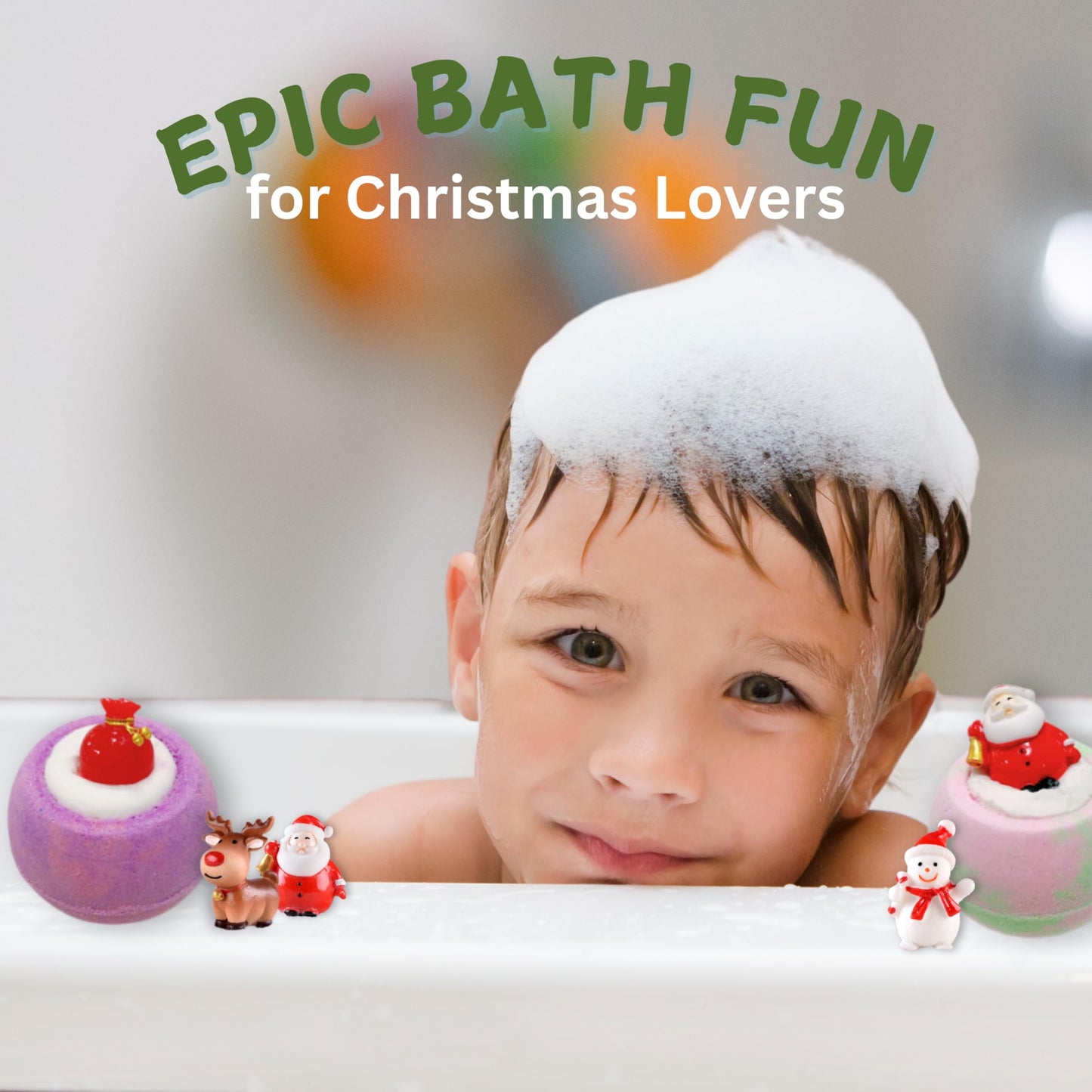 EvolutionUSA Christmas Bath Bombs for Kids – 12pc Holiday Set with Toy Inside