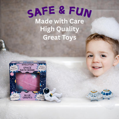 EvolutionUSA Space Bath Bomb for Kids — Toy Inside, Planet Bath Ball, Organic & Hypoallergenic