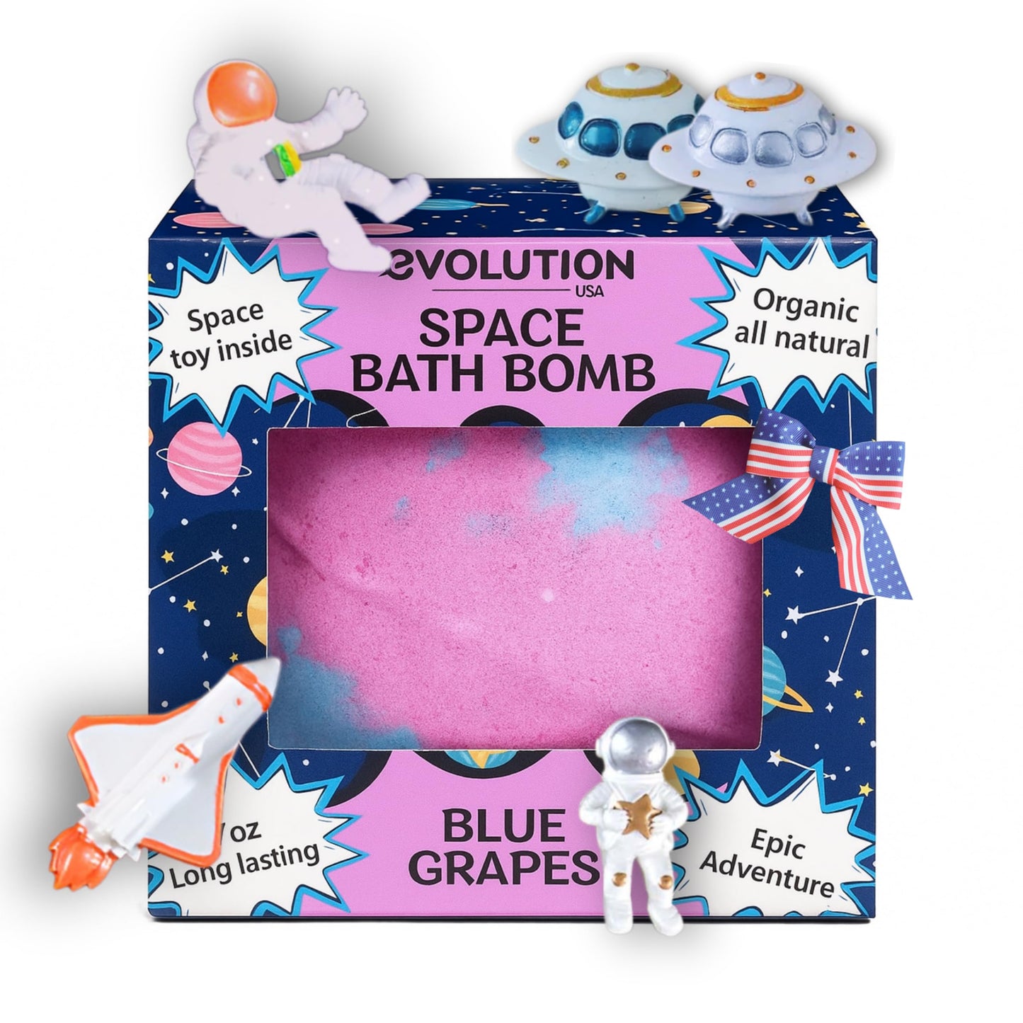 EvolutionUSA Space Bath Bomb for Kids — Toy Inside, Planet Bath Ball, Organic & Hypoallergenic