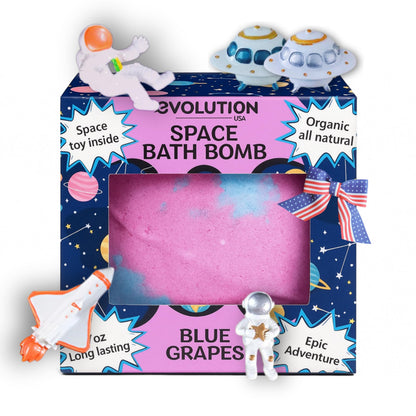 EvolutionUSA Space Bath Bomb for Kids — Toy Inside, Planet Bath Ball, Organic & Hypoallergenic