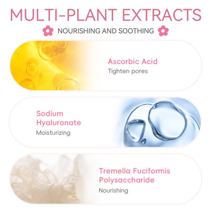 Evolvique Sakura Skincare Set for Teens – Hydrating Travel Kit (5-piece) with Cleanser, Serum, Cream, Bunny Headband & Cleansing Brush