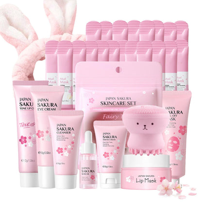 Evolvique Japan Sakura Skin Care Set for Teens – 8-Piece Gift Kit