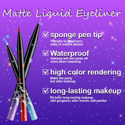 evpct 6Pcs Matte Liquid Eyeliner Set – Waterproof, Smudge-Proof, Quick-Dry, Longwear