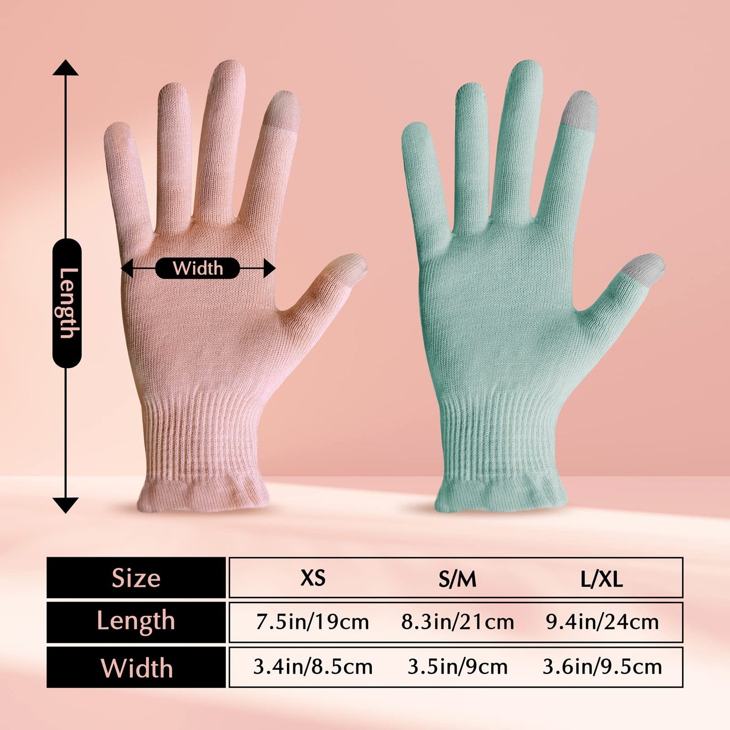 Evridwear Beauty Cotton Gloves with Touchscreen Fingers – 6 Pairs (S/M), Featherweight & Lightweight Pink
