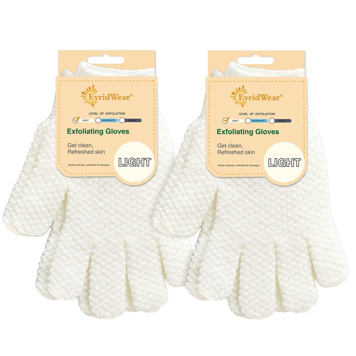 Evridwear Exfoliating Dual Texture Bath Gloves – 2 Pairs for Shower, Spa & Body Scrubs