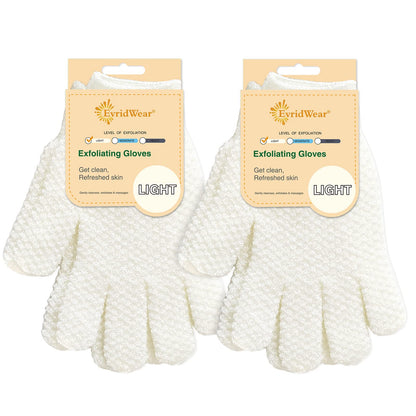 Evridwear Exfoliating Dual Texture Bath Gloves – 2 Pairs for Shower, Spa & Body Scrubs