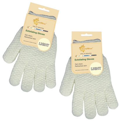 Evridwear Exfoliating Dual Texture Bath Gloves – 2 Pairs for Shower, Spa & Body Scrubs