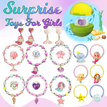 Excalla Mermaid Bath Bombs for Girls – 20 Surprises with Jewelry Toys