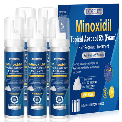 Exdeploy 5% Minoxidil Foam for Men – 5-Pack with Biotin (10.5 oz total)