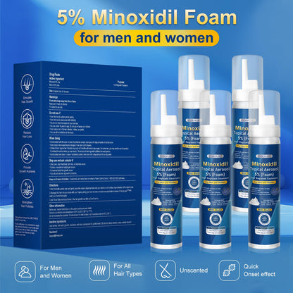 Exdeploy 5% Minoxidil Foam for Men – 5-Pack with Biotin (10.5 oz total)