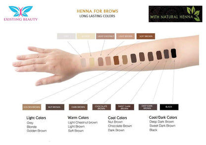 Light Brown Eyebrow Henna Tint Kit by Existing Beauty – Professional Brow Dye with Instructions, Mixing Bowl