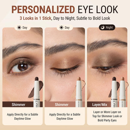 exmiloo Cream Eyeshadow Stick – 2-in-1 Dual-Ended Shimmer Bronze Glow