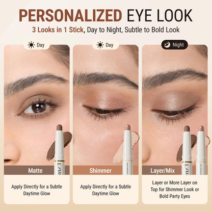 exmiloo Eyeshadow Stick - 2-in-1 Matte & Shimmer Dual-Ended (Taupe Twilight)