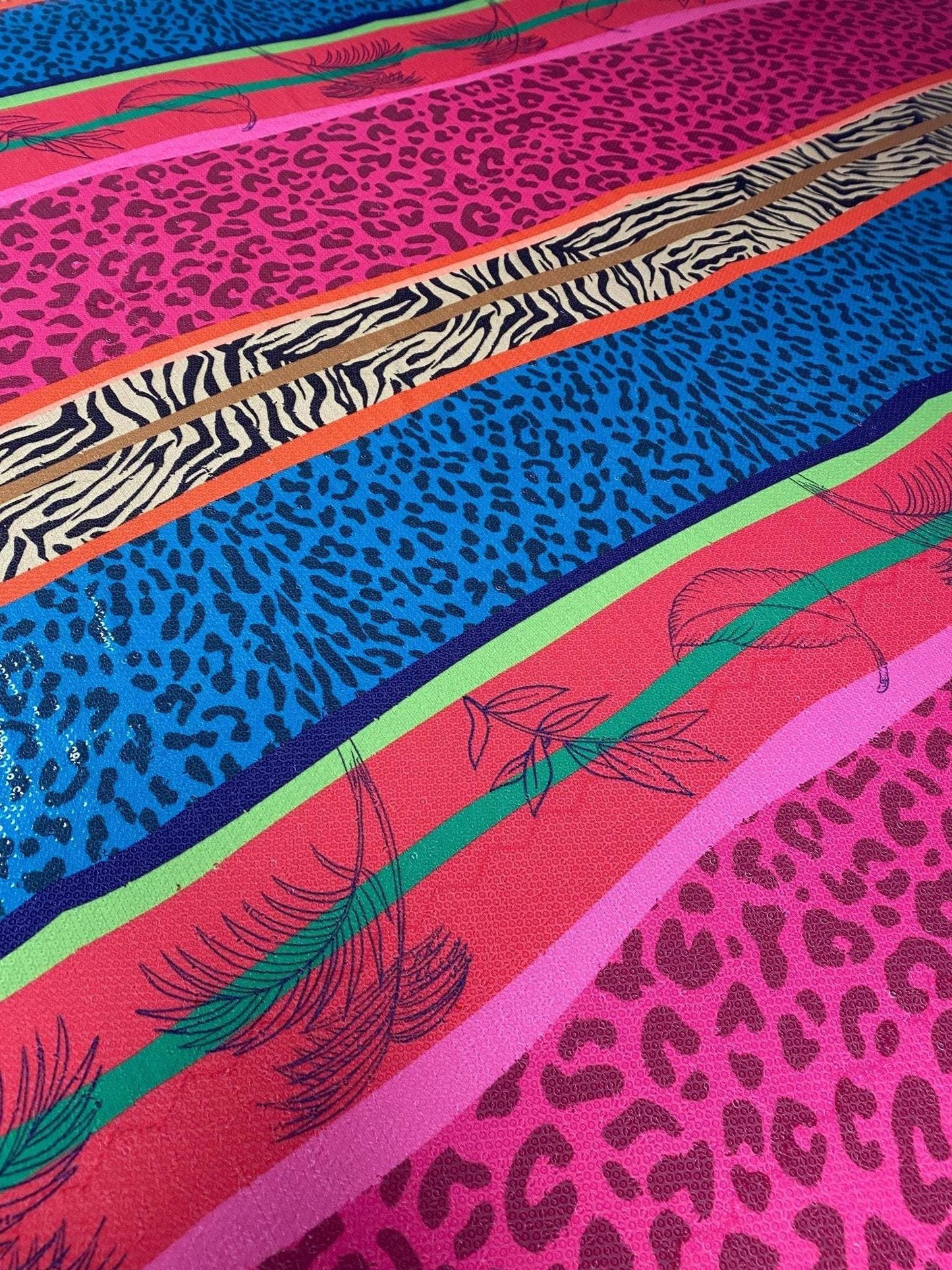 Multicolour Animal Stripe Sequin Fabric by the Metre