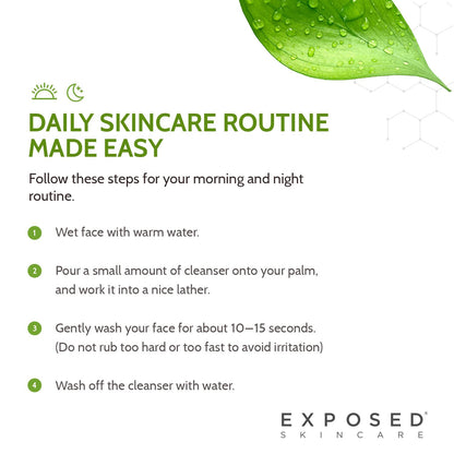 Exposed Skin Care Acne Facial Cleanser with 0.5% Salicylic Acid — Gentle Daily Wash for Sensitive & Acne-Prone Skin