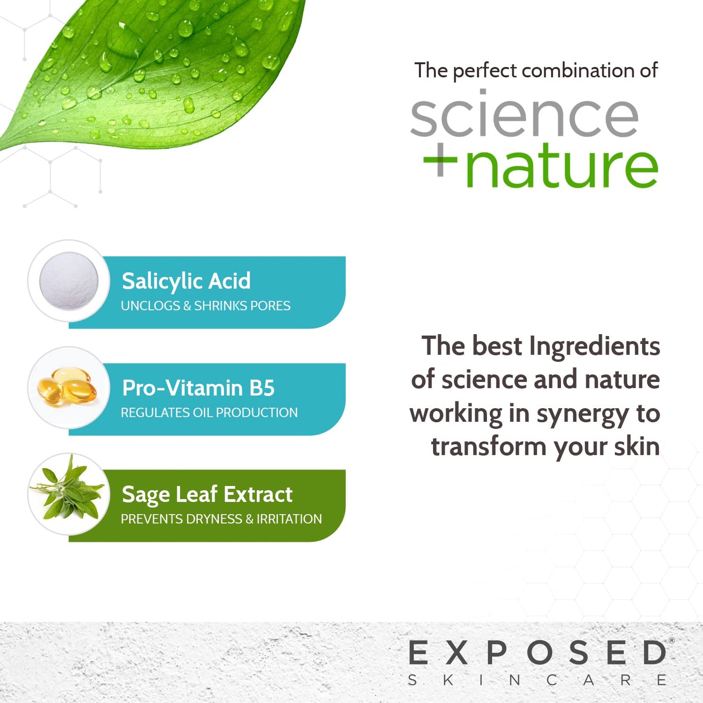 Exposed Skin Care Acne Facial Cleanser with 0.5% Salicylic Acid — Gentle Daily Wash for Sensitive & Acne-Prone Skin