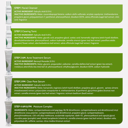 Exposed Skin Care Expanded Acne Treatment Kit – 2.5% Salicylic Acid & 3.5% Benzoyl Peroxide