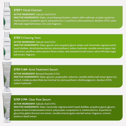 Exposed Skin Care Basic Acne Treatment Kit — 2.5% Salicylic Acid + 3.5% Benzoyl Peroxide