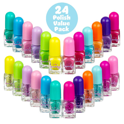 Expressions 24pc Scented Nail Polish Value Pack – Non-Toxic Water-Based Glitter & Shiny Shades