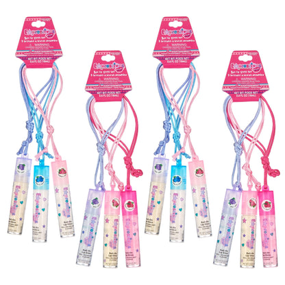 EXPRESSIONS 12pc Lip Gloss Necklace Set – Fruit Flavored, Non-Toxic Party Favors